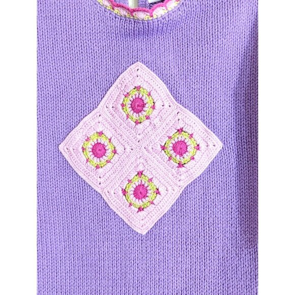 Hannah Andersson Girls Sweater Pastel Purple Size 110 Girls 5 Knit Cotton Floral - Picture 3 of 6